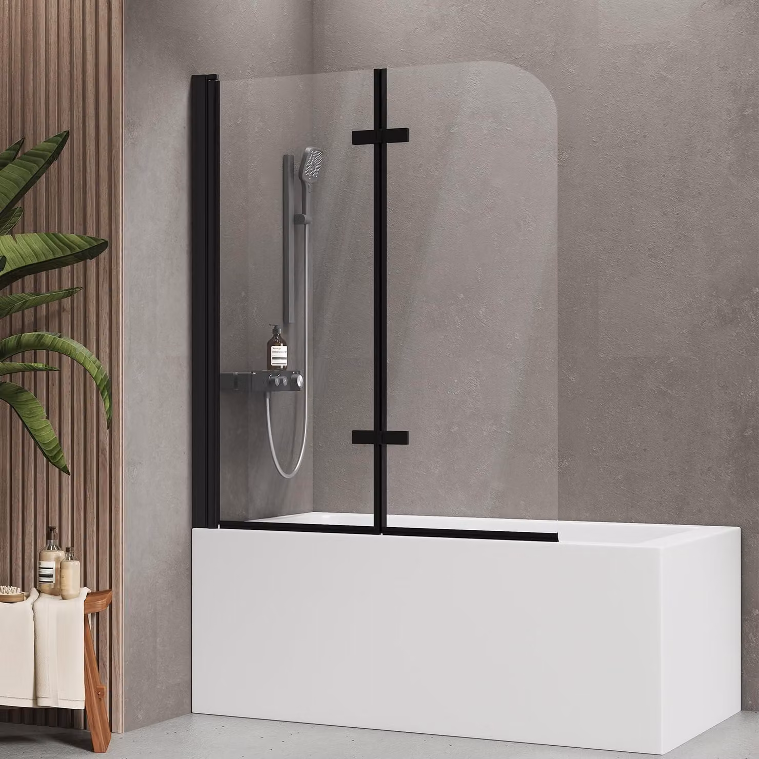 Pannello doccia pieghevole per vasca da bagno, dimensioni 120 x 140 cm