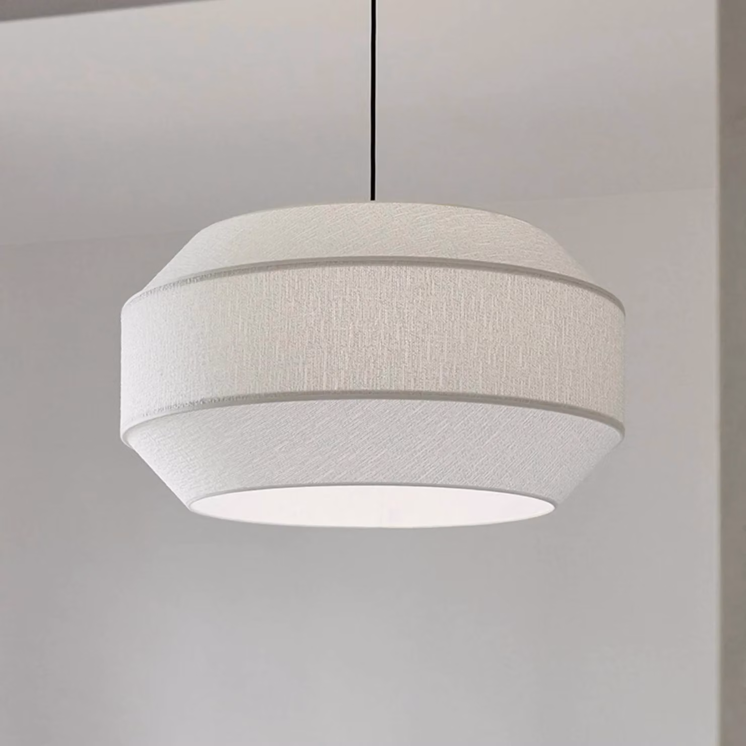 MARKET SET Lampada a sospensione Cosiness, dimmerabile, Bianco / Opale, Soggiorno / Sala da pranzo, Tessuto / Stoffa / Seta, Design, Lampada a sospensione