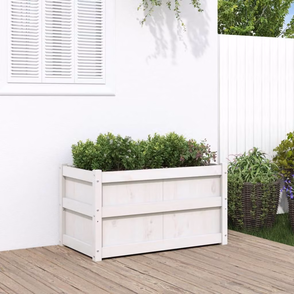 Fioriera da giardino vidaXL in legno di pino bianco L 90 cm x P 50 cm x H 50 cm