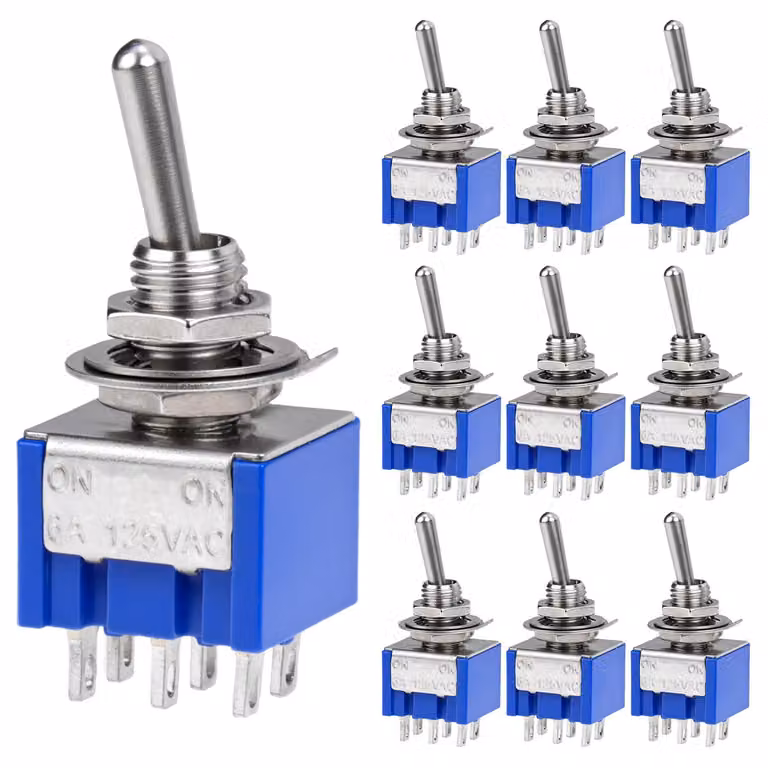 10 interruttori DPDT MTS-202, 2 posizioni (AAN-AAN), 6 poli, 125V/6A