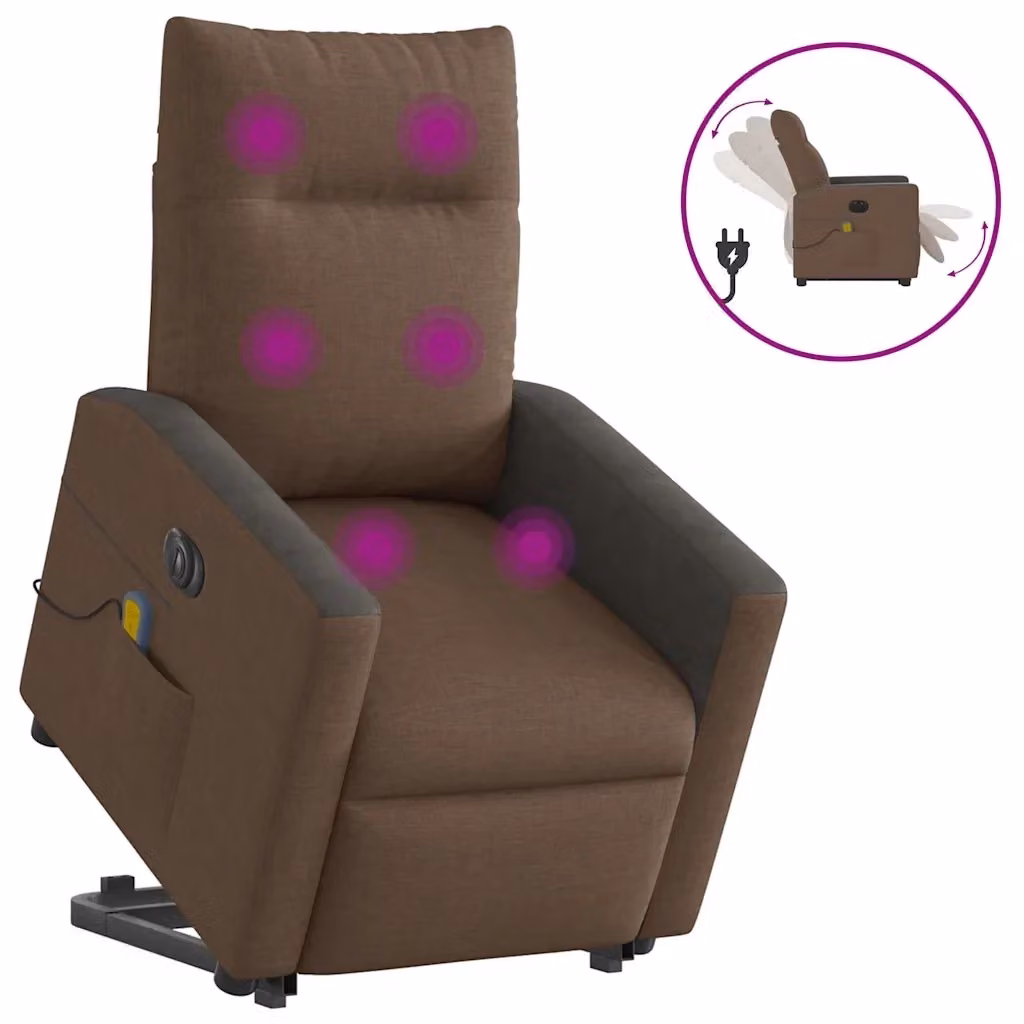 Poltrona Alzapersona Elettrica con Assistenza al Sollevamento vidaXL in Tessuto Marrone e Nero – 2