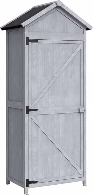Armadio da Esterno 77x52,5x178 cm Armadio con Banco Lavoro Ribaltabile in Legno Grigio