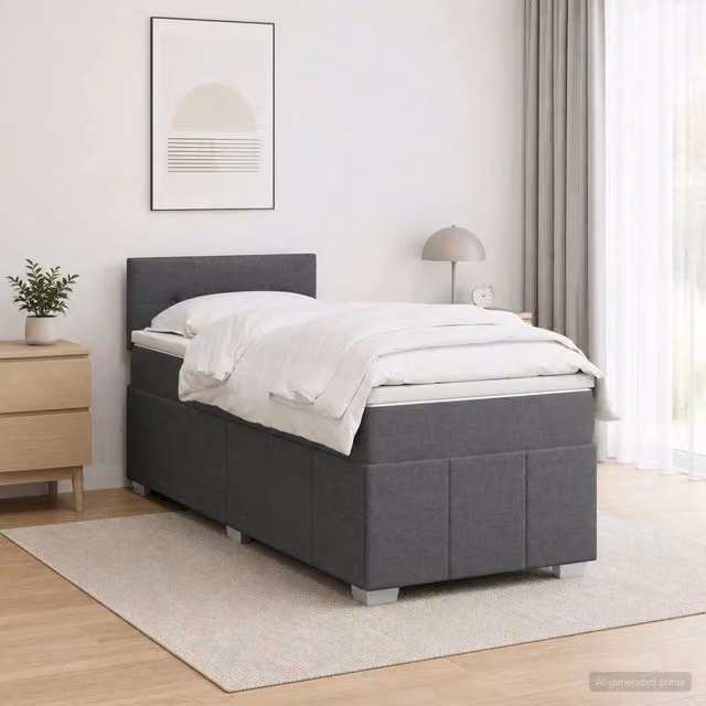 Letto con Box Spring, Materasso a Molle Insacchettate e Illuminazione LED vidaXL, Grigio, L/P: 90 x 190 cm