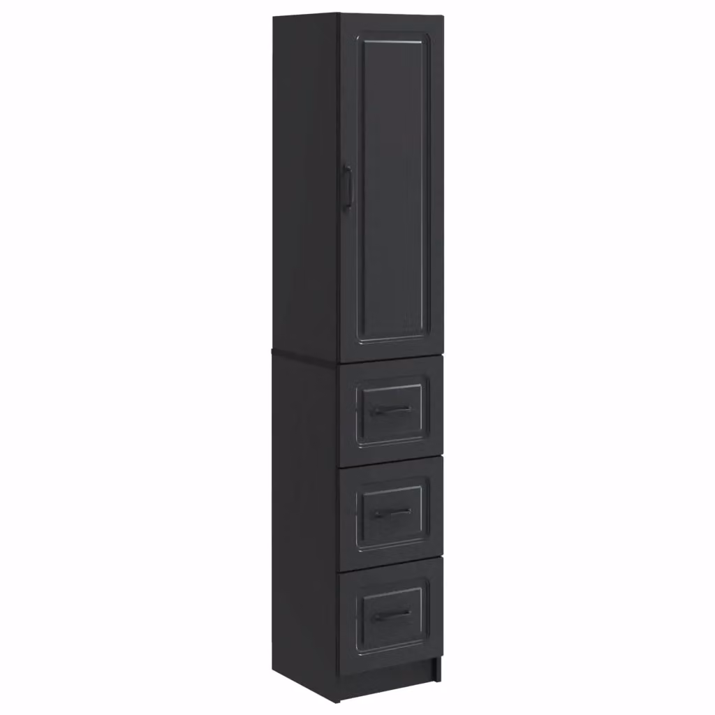 Set di 2 armadi moderni vidaXL in legno e metallo nero con ante a battente, ripiani e cassetti, L/P/H: 33 x 34,5 x 87 cm – 2