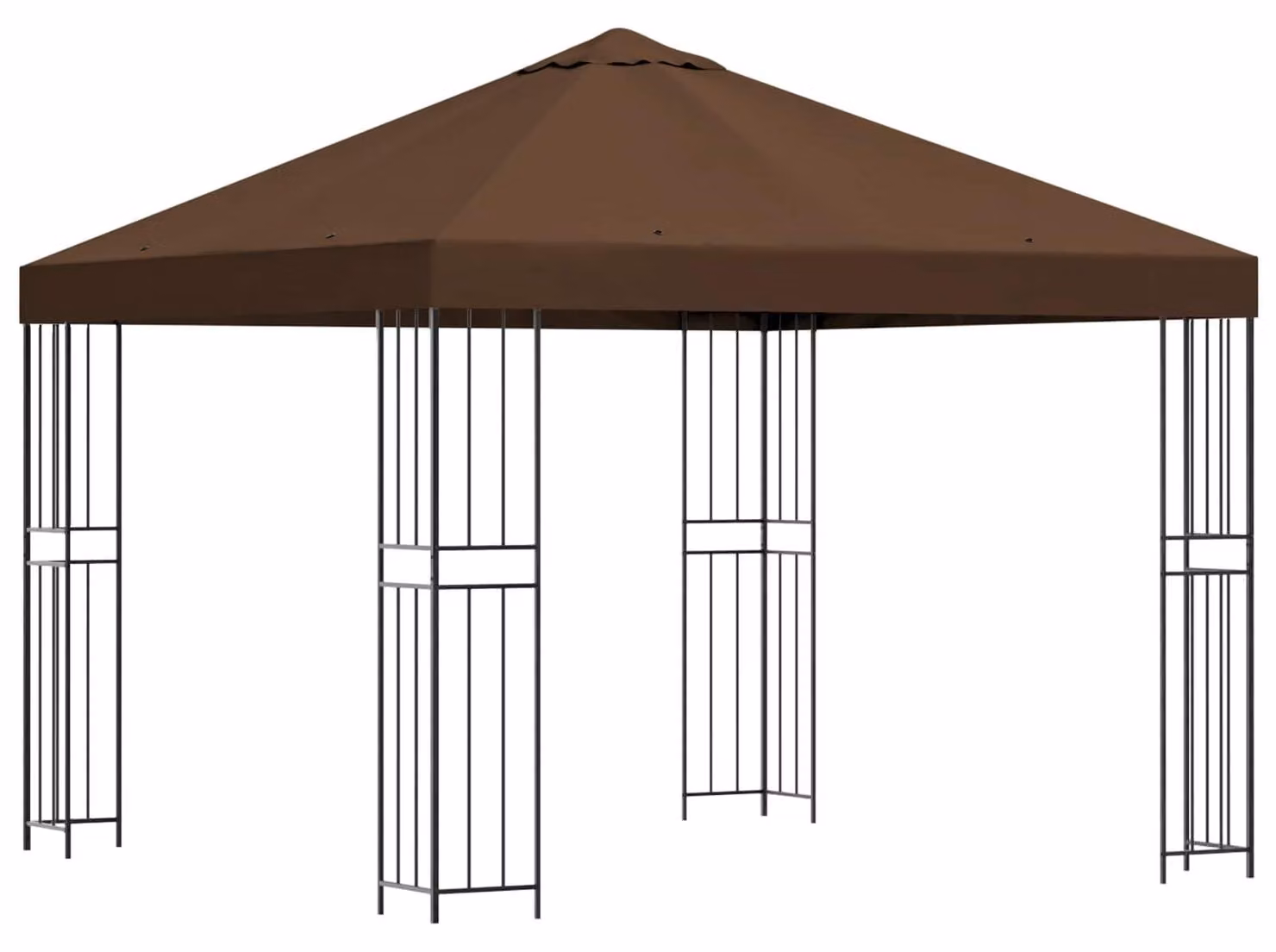 Gazebo 3 x 3 m Marrone Poliestere e Acciaio 190 gsm