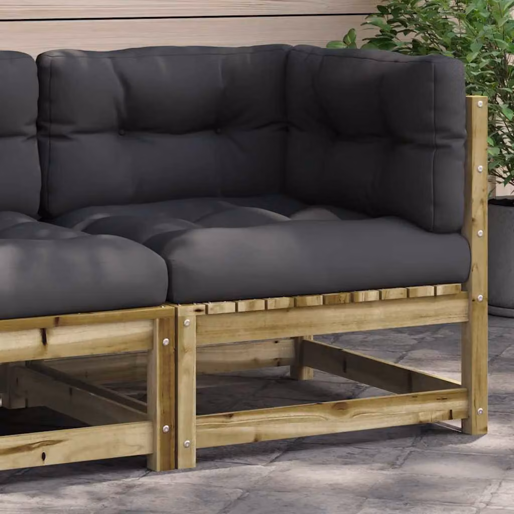 vidaXL Divano Angolare da Giardino in Legno di Pino Trattato con Cuscini Imbottiti in Schiuma, Colori Antracite, Marrone e Grigio