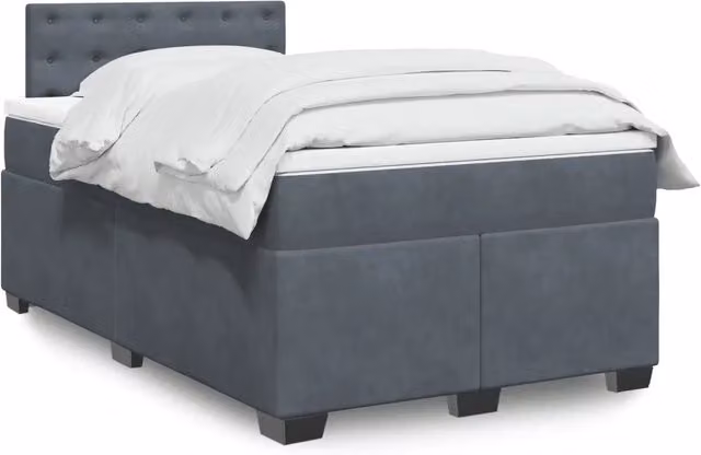Giroletto a Molle con Materasso Grigio Scuro 120x190 cm Velluto 3288571