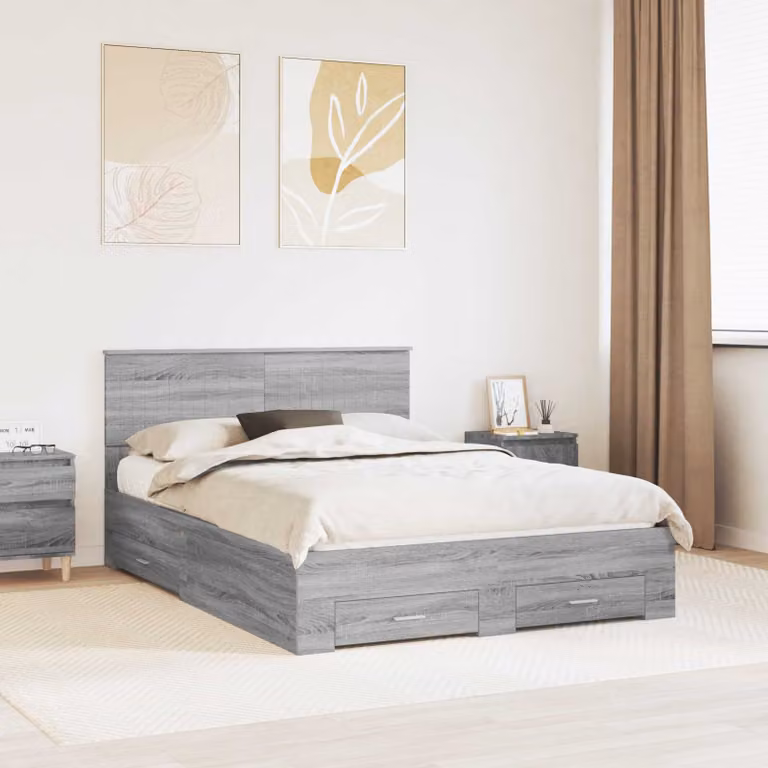 Letto con cassetto vidaXL in legno Sonoma grigio L/P/H: 200 x 140 x 90 cm