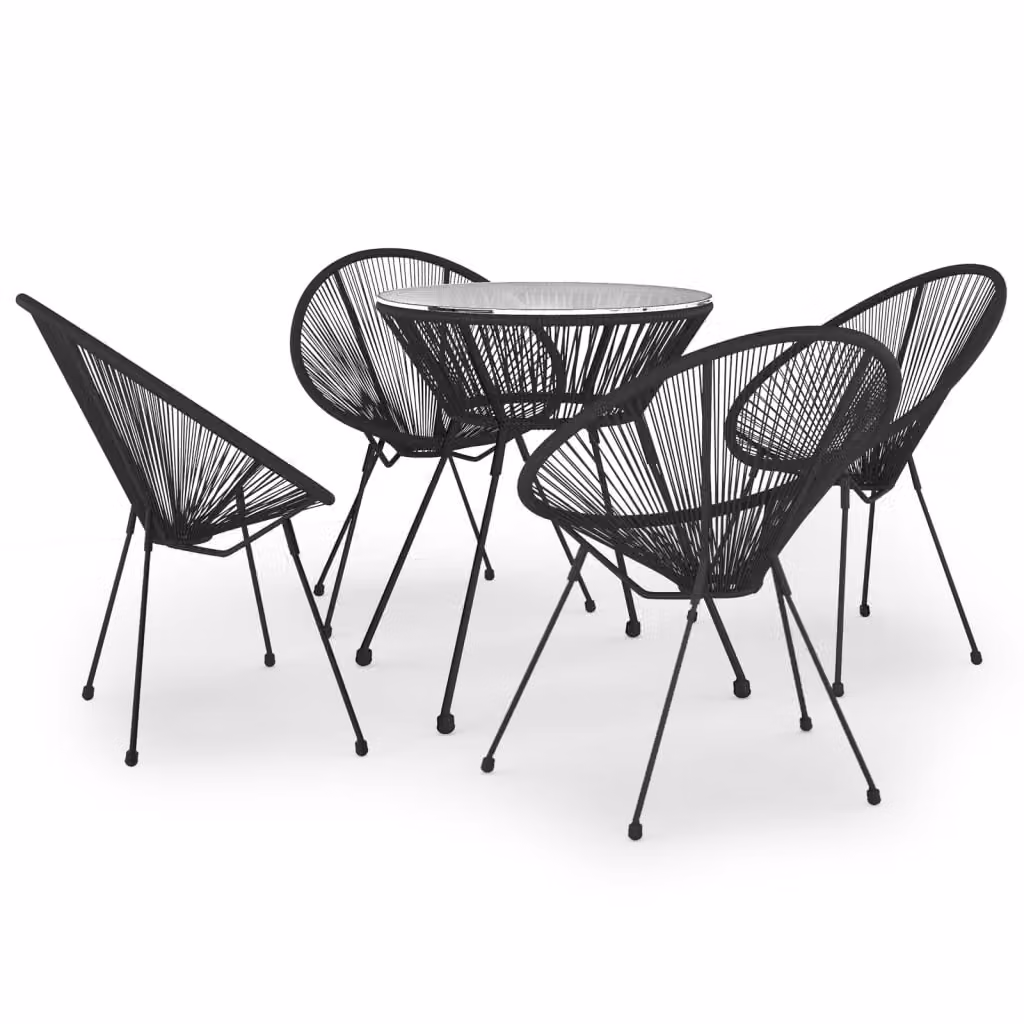 Set da Pranzo per Giardino 5 pz Nero