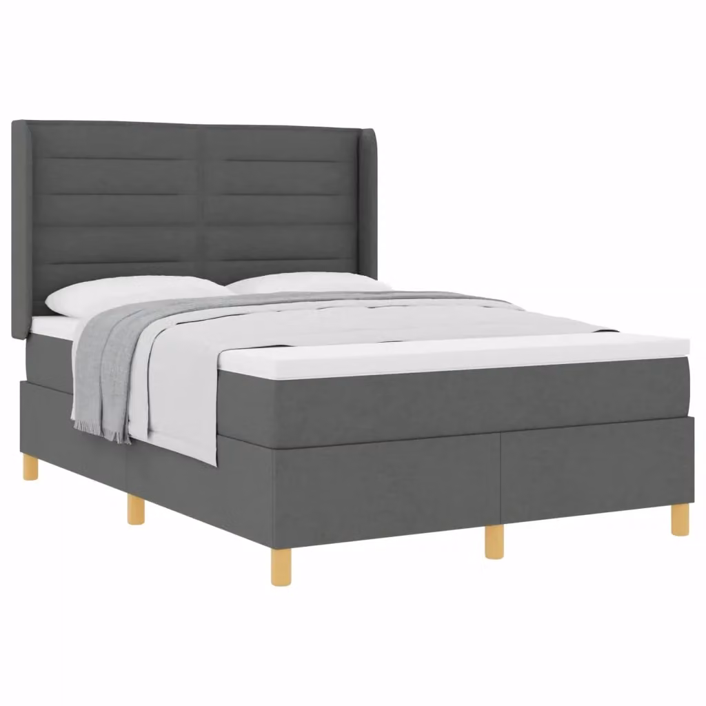 Letto a molle con materasso vidaXL in tessuto Grigio con dettagli Oro L/P/H: 140 x 200 x 143 cm – 2
