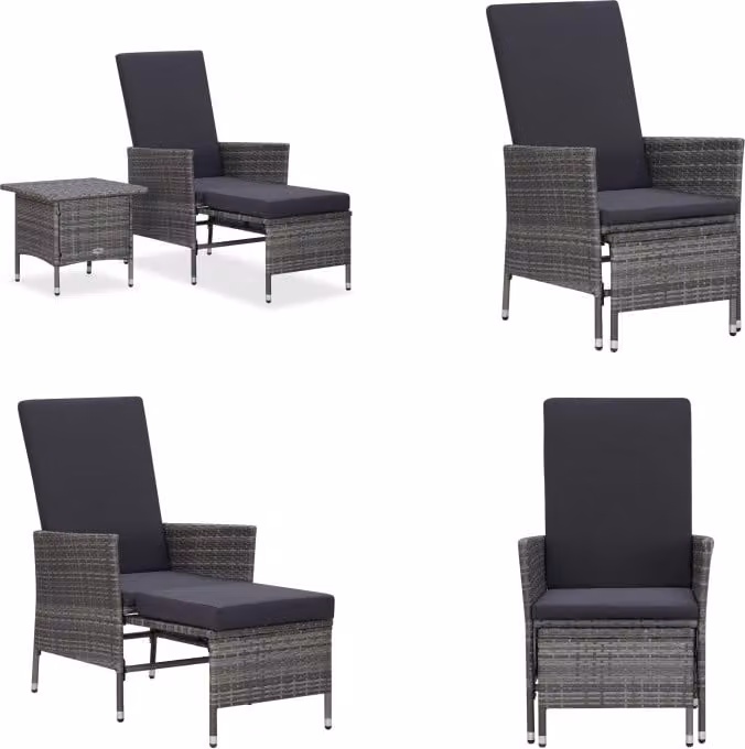 vidaXL Set da salotto da giardino 2 pezzi con cuscini in poly rattan grigio - Set di mobili da giardino - Set di mobili da giardino - Set da salotto da giardino - Mobili da salotto da giardino
