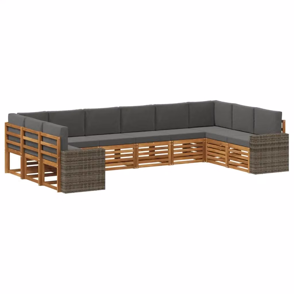 Set di divani da esterno a L vidaXL in legno di acacia con cuscini beige e antracite – 2