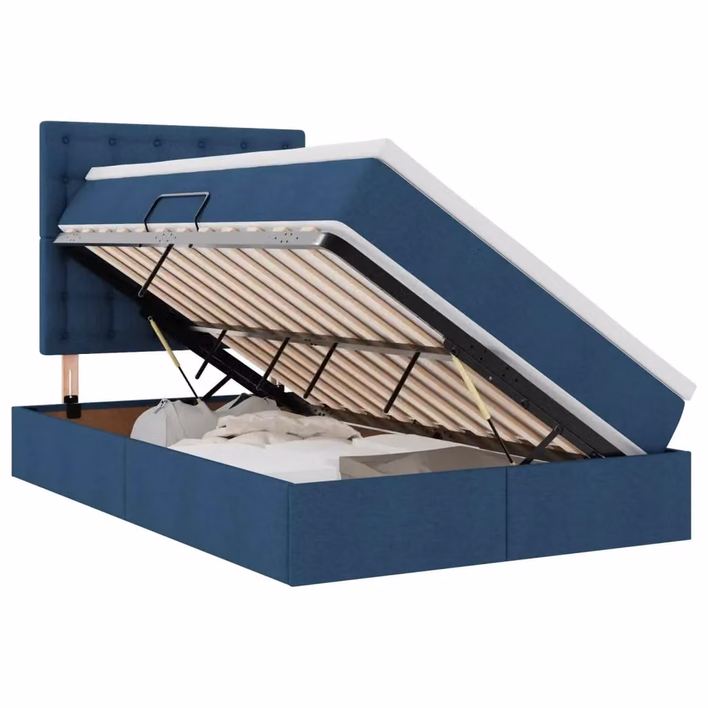 Letto con contenitore vidaXL in tessuto blu con illuminazione LED e porta USB, L/P/H: 120 x 200 x 204 cm – 2