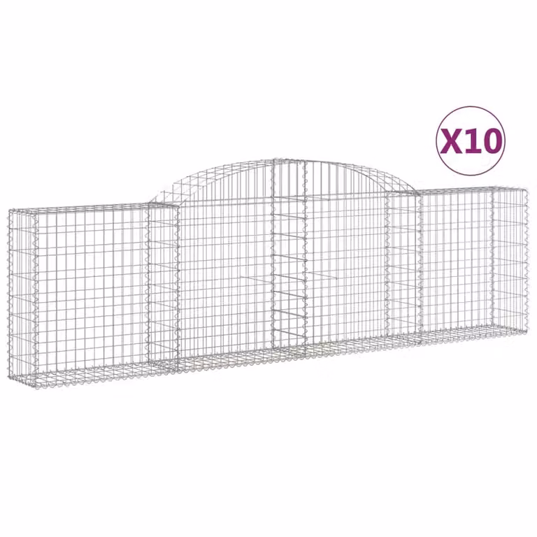 Cesti Gabbioni ad Arco 10 pz 300x30x80/100 cm Ferro Zincato