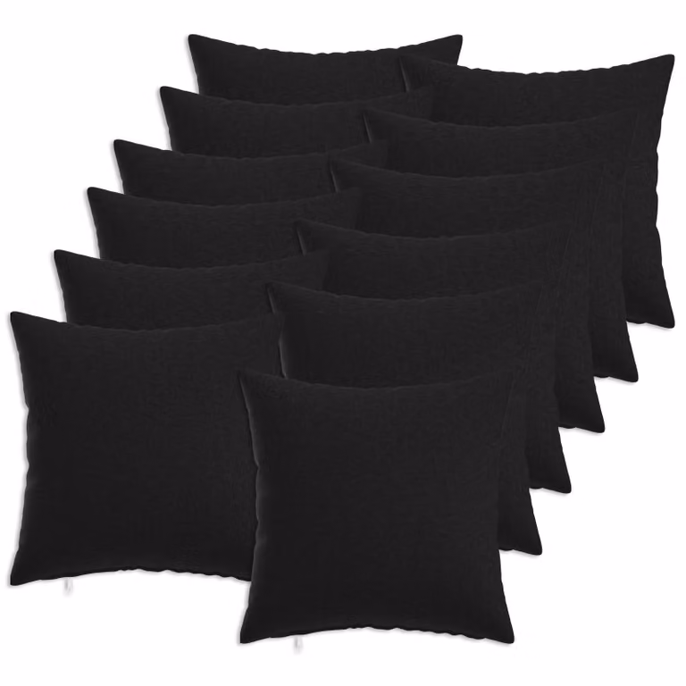 Set di 12 federe vidaXL HEERLEN nere in tessuto poliestere, L 45 x P 45 cm