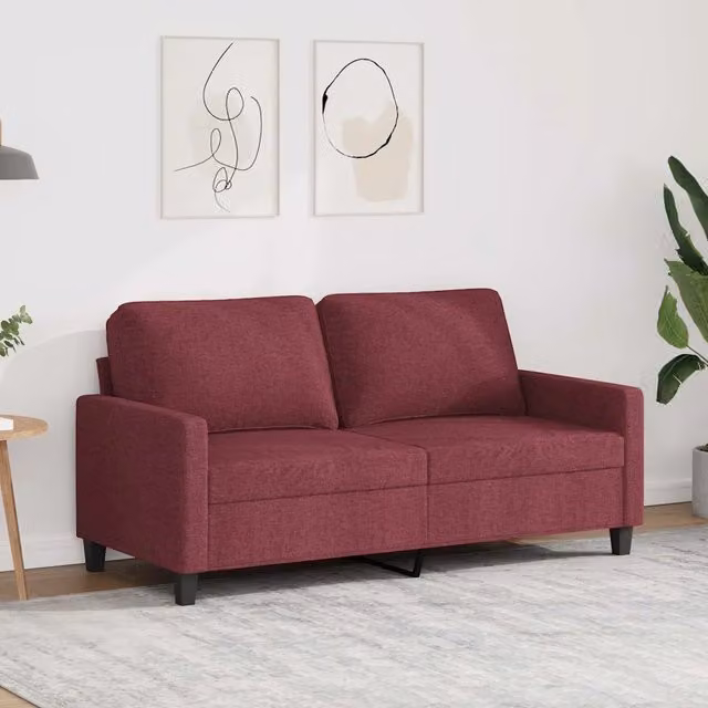 Divano a 2 Posti Rosso Vino 140 cm in Tessuto 359169
