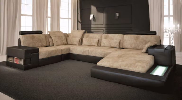 Ecksofa Big Wohnlandschaft Couch Sofa Polster Sitz Leder U-Form Wohnzimmer