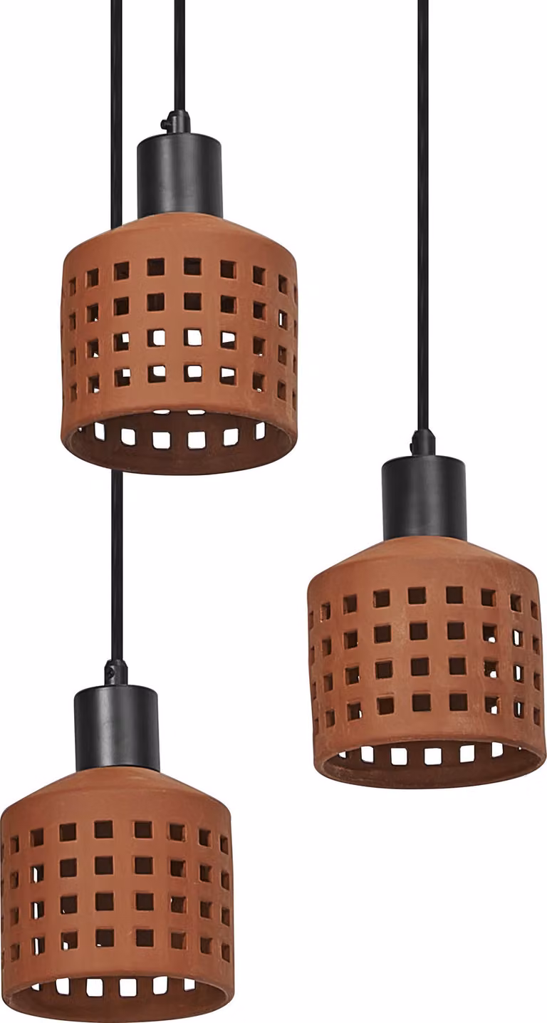OSRAM Decor lampada a sospensione decorativa in argilla con motivo a fori, a 3 luci, con attacco E27, 325 mm, IP20, marrone