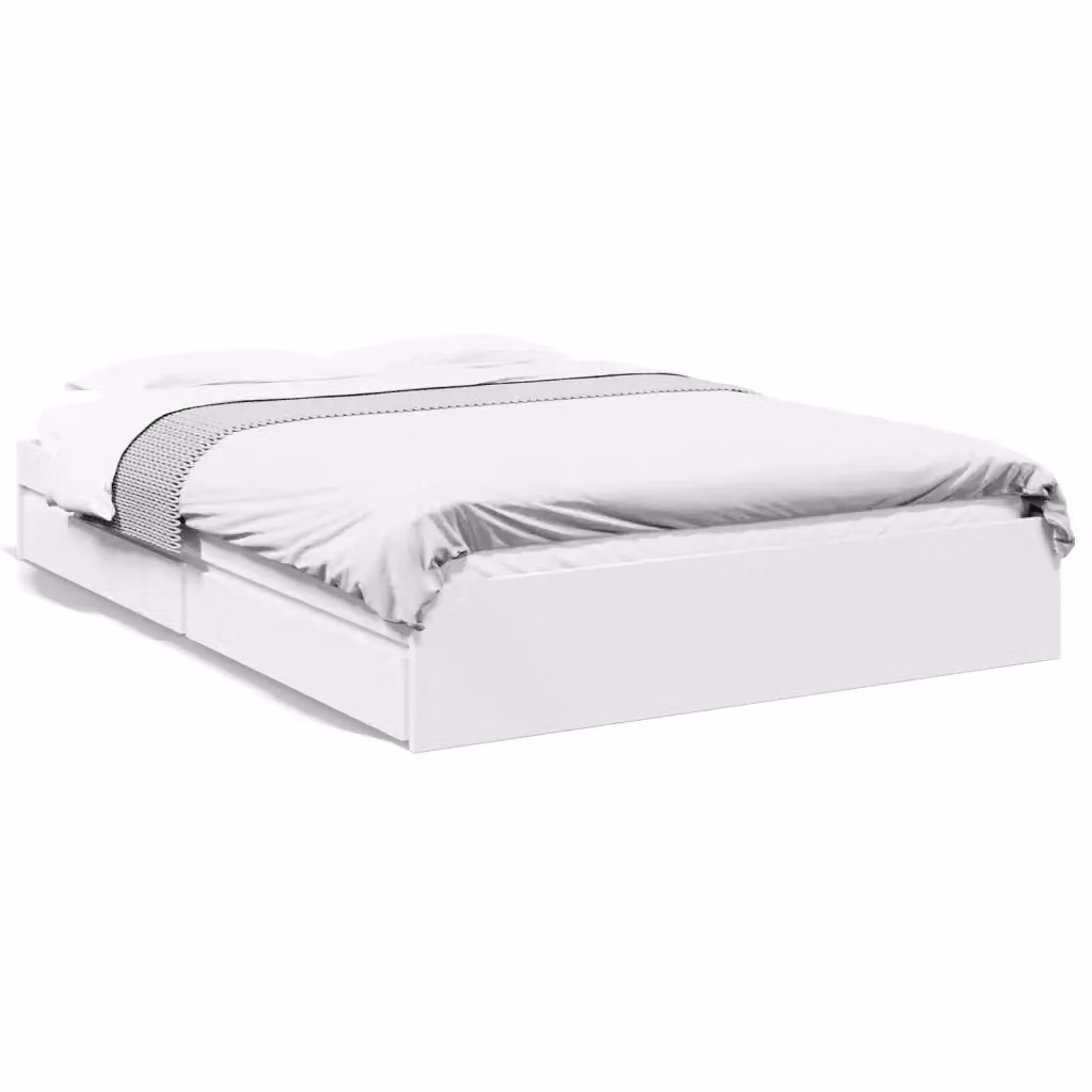 vidaXL Giroletto con Cassetti Bianco in Legno Multistrato L: 150 cm, P: 200 cm – 2
