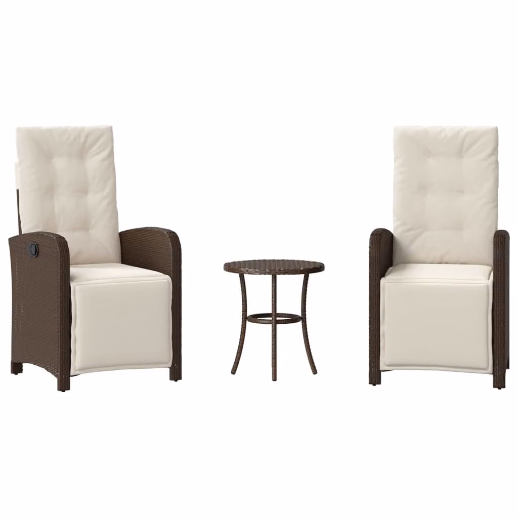 Maison Exclusive - Set da bistrot 3 pezzi con cuscini Marrone Poly Rattan