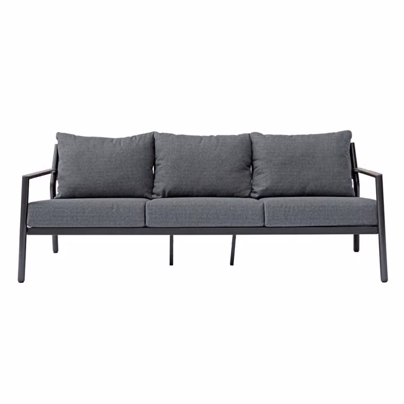 Set da salotto da giardino Cadice Moia in alluminio antracite con braccioli ed effetto legno – 2