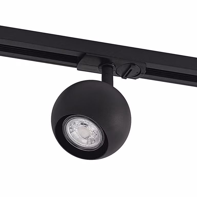 Lindby spot a binario Linaro, GU10, Ø 9 cm, nero, monofase