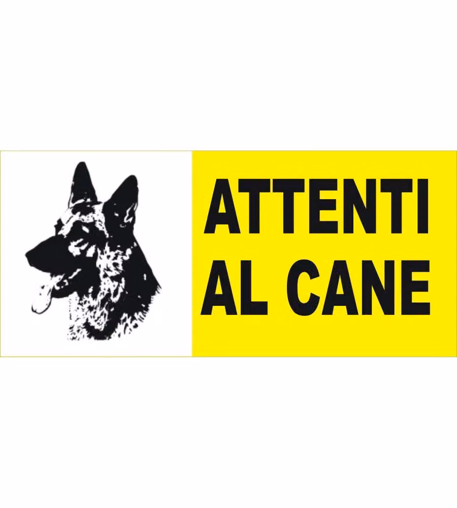 ROSH Segnale di pericolo Attenti al cane Giallo Plexiglass 31x14 cm