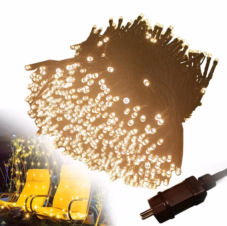 Rete luminosa a LED, dimensioni 6x4 metri, 480 LED, luce bianco caldo, 8 modalità, grado di protezione IP44