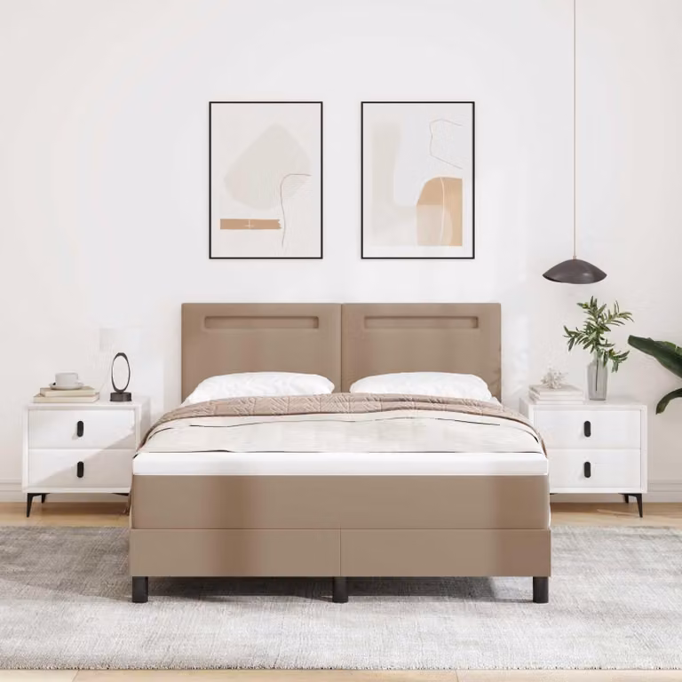Maison Exclusive - Letto con boxspring e materasso Cappuccino, dimensioni 140 x 200 cm, rivestito in ecopelle