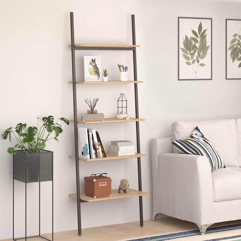 Scaffale a 5 ripiani vidaXL in stile industriale, Marrone Chiaro e Nero, L: 64 cm, P: 34 cm, H: 185,5 cm