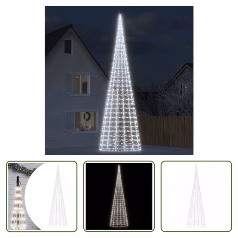 The Living Store Albero di Natale a LED per pennone 3000 LED bianco freddo 800 cm