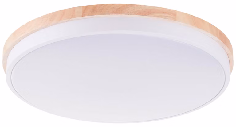 Plafone LED Brilliant Baarlo, temperatura colore regolabile 3000K-6500K, telecomando, dimmerabile in modo continuo, lampada LED per soggiorno e camera da letto, 4500 lumen, 36W, 52 cm, bianco opaco/legno