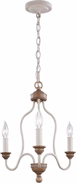 Lampadario Classico Hartsville Acciaio Gesso Legno Marrone 3 Luci E14