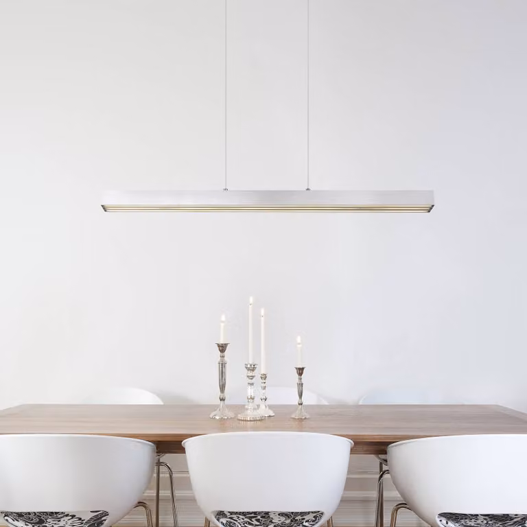 Globo Lampada LED a sospensione Ethan, color alluminio, metallo, 150 cm, estensibile dimmerabile, Alluminio / Grigio / Zincato, Soggiorno / Sala da pranzo, Alluminio, Moderno