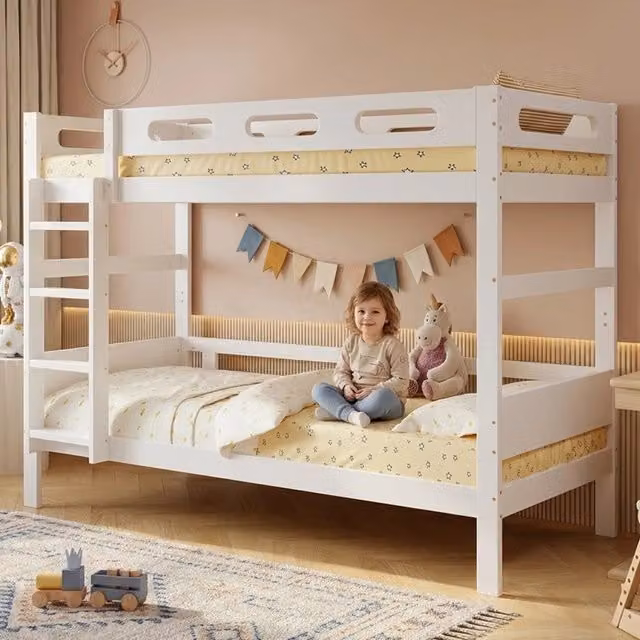 Letto a castello per bambini ¨C Minimal ¨C Bianco, legno di pino MDF multistrato, 90x200cm