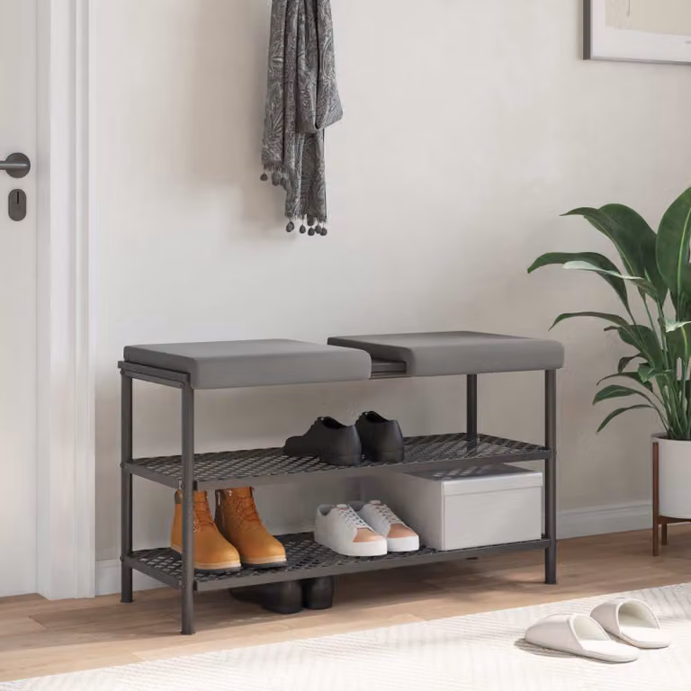Set di 2 cuscini per panchina vidaXL in velvet grigio scuro con base antiscivolo e imbottitura in schiuma L: 40 cm, P: 40 cm, H: 3,5 cm