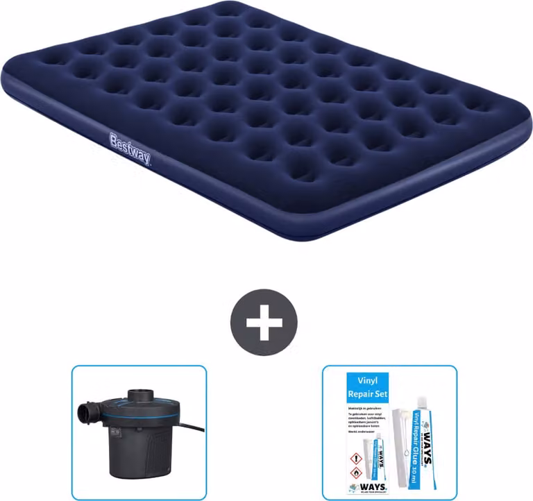 Materasso gonfiabile Bestway - 2 persone - 152 x 203 x 22 cm - Blu - Accessori inclusi