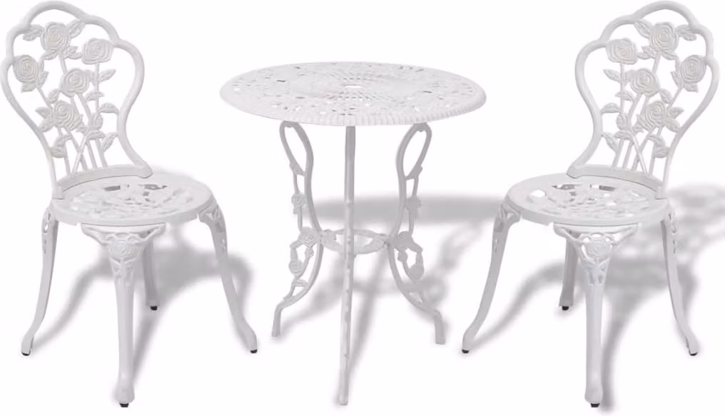 The Living Store Set bistrot 3 pezzi in alluminio fuso bianco