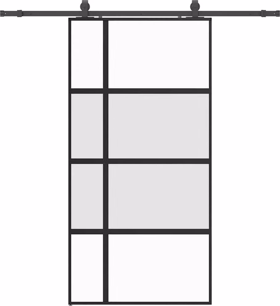 Porta Scorrevole Ferramenta Nera 102,5x205 cm Vetro Temperato