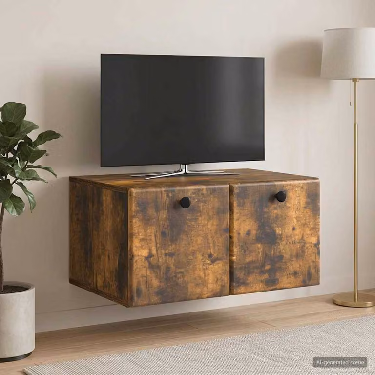 vidaXL Mobile Porta TV da Muro Moderno in MDF Colore Marrone L: 59,5 cm, P: 41 cm, H: 30 cm