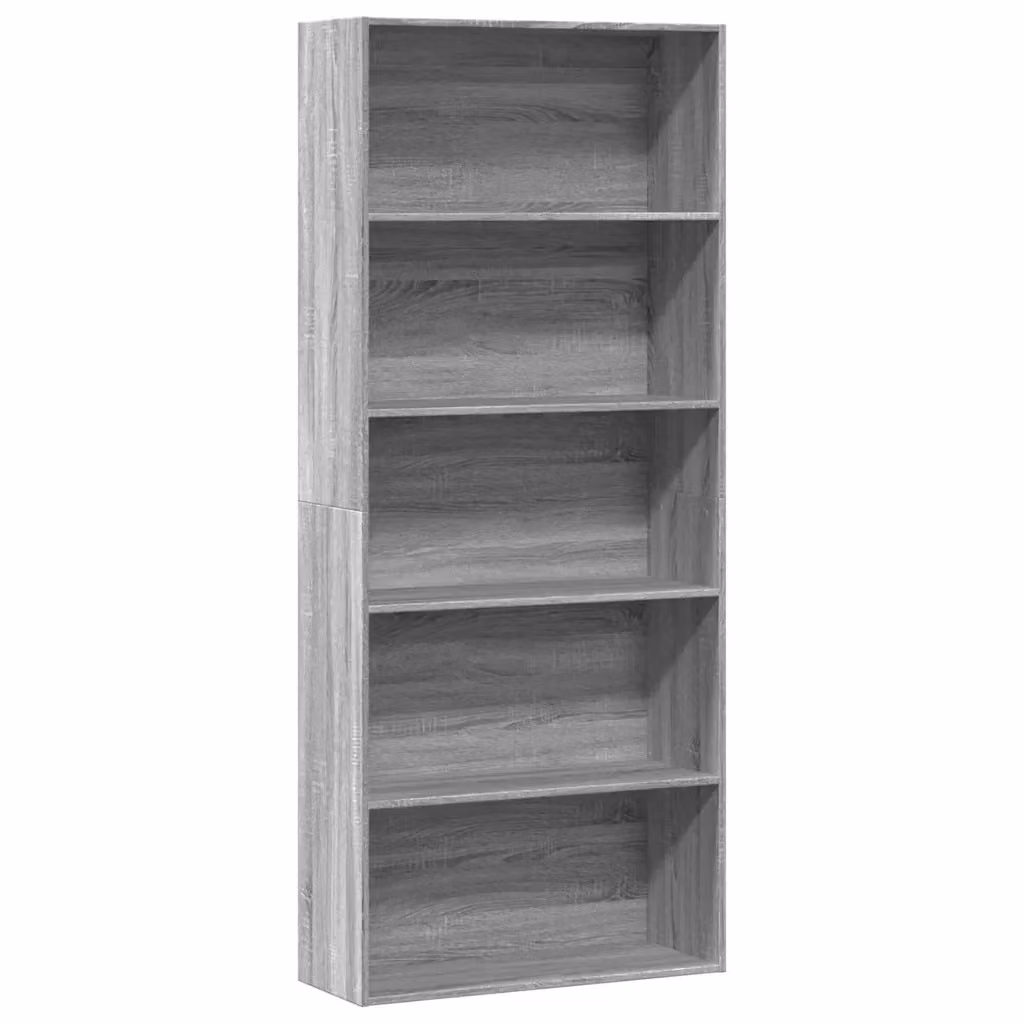Libreria a parete vidaXL in legno grigio per soggiorno L: 80 cm, P: 30 cm, H: 189 cm – 2