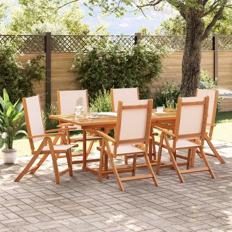 Maison Exclusive - Set da pranzo da giardino a 7 pezzi in legno massello di acacia e Textilene