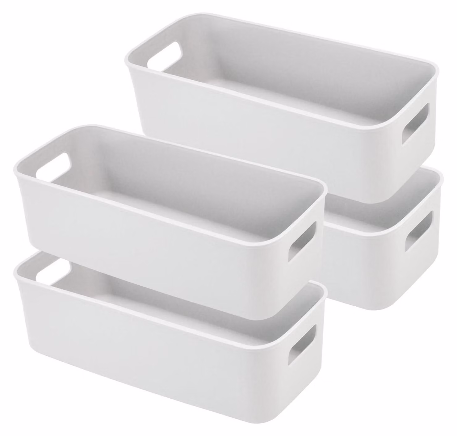Contenitori di stoccaggio piccoli e stretti, grigi, 30 cm, confezione da 4 pezzi, organizer in plastica