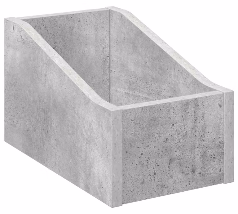 Scatola per dischi in vinile, colore grigio cemento, dimensioni 18 x 32 x 18 cm, realizzata in materiale composito di legno