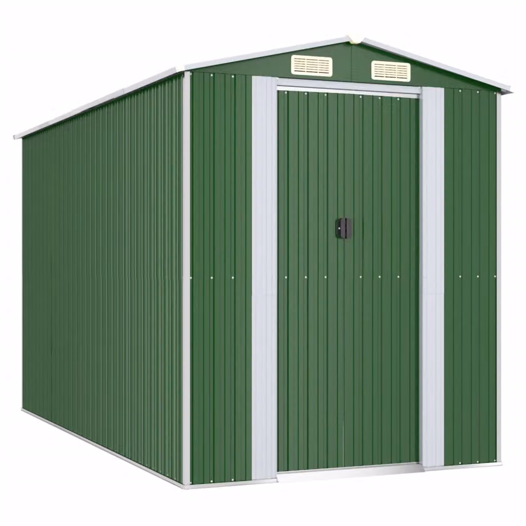 Capanno da Giardino Verde 192x357x223 cm Acciaio Zincato