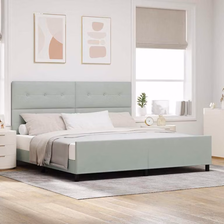 Maison Exclusive - Letto boxspring con testiera grigio chiaro 200 x 200 cm in velluto
