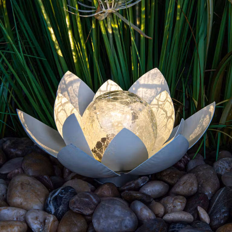 Fiore di loto solare a LED - circa 25 x 11 cm - Luce per la decorazione del giardino