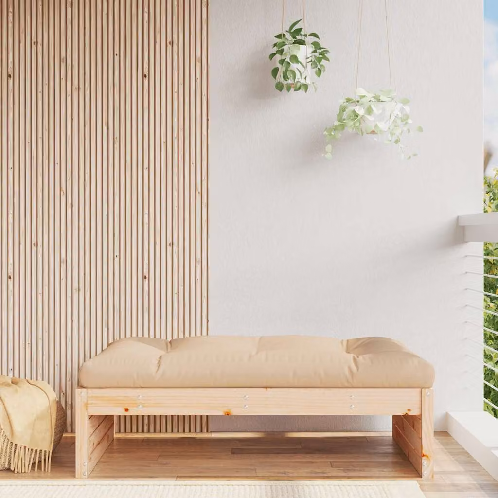 vidaXL Poggiapiedi da Giardino in Legno di Pino Rustico, Marrone e Beige, L: 120 cm x P: 80 cm