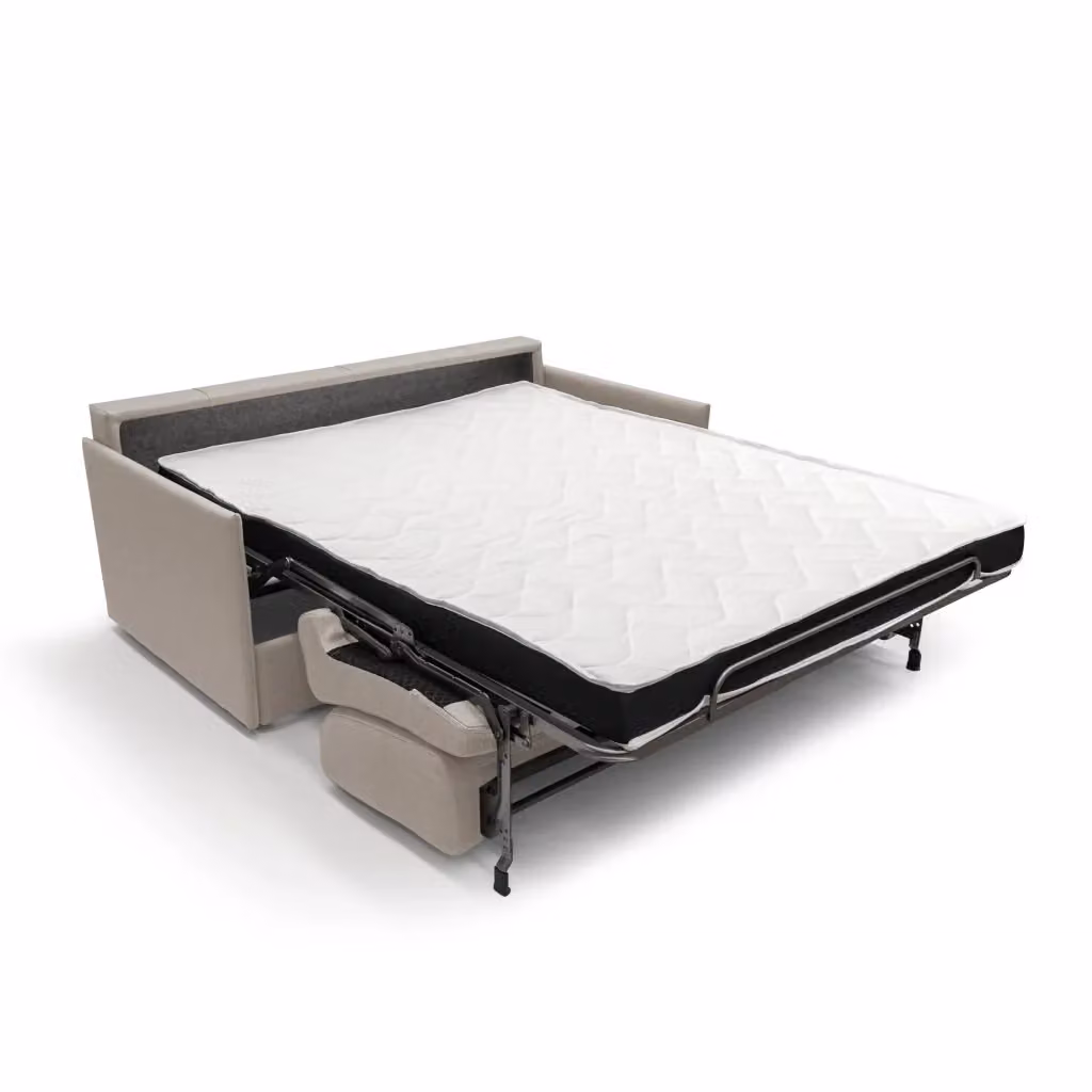 Evans Divano letto matrimoniale in tessuto impermeabile panna con struttura in metallo L: 189 cm, Materasso: 160 x 200 cm – 2