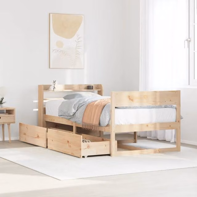 Letto singolo in legno massello di pino vidaXL stile rustico senza materasso L/P/H: 218 x 90 x 82 cm